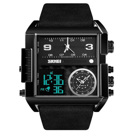 SKMEI Waterproof Men's Digital Watch with Leather Band | Syndmart