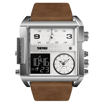 SKMEI Waterproof Men's Digital Watch with Leather Band