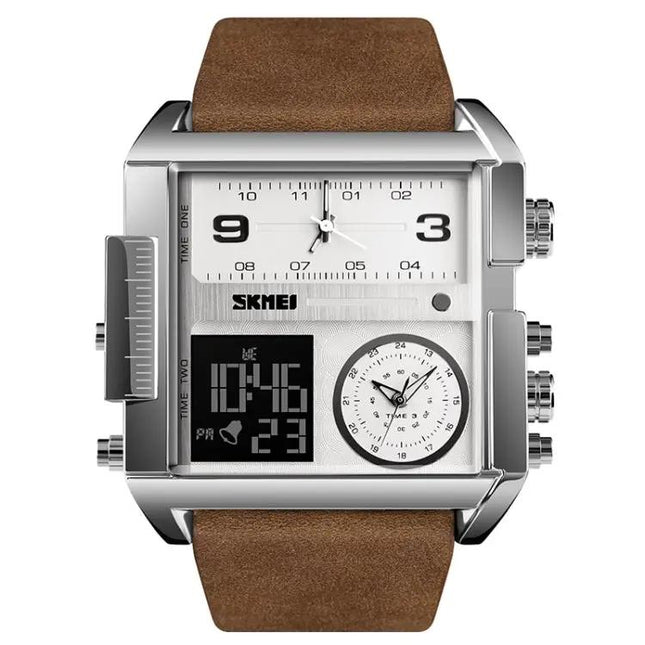 SKMEI Waterproof Men's Digital Watch with Leather Band