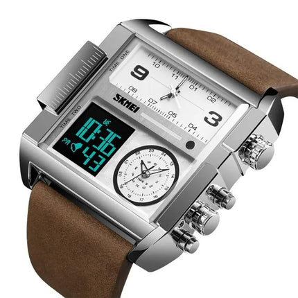 SKMEI Waterproof Men's Digital Watch with Leather Band