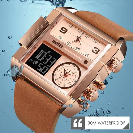 SKMEI Waterproof Men's Digital Watch with Leather Band