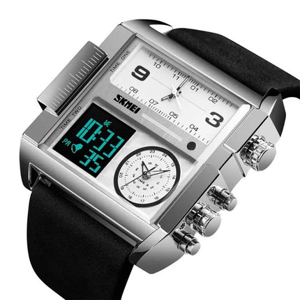 SKMEI Waterproof Men's Digital Watch with Leather Band