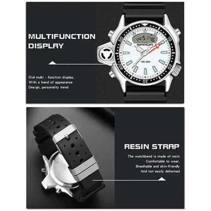 SANDA Men's 50m Waterproof Digital Sports Watch 38mm | Syndmart