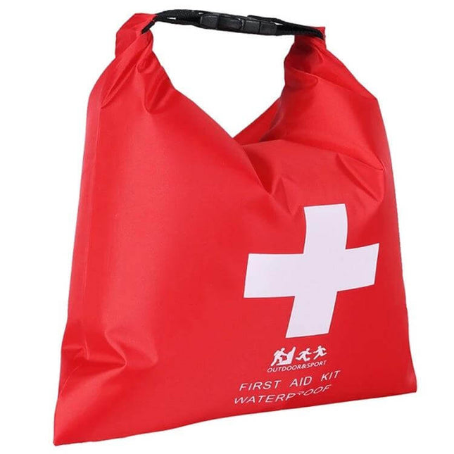 Waterproof Phone Bag for Outdoor Adventures 1.2L Capacity - red waterproof roll-top first aid style pouch protecting phone and small valuables
