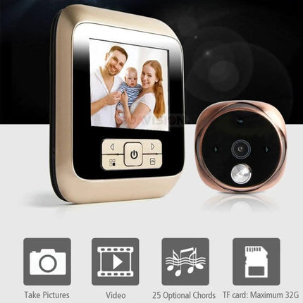Digital Door Viewer with Infrared Night Vision for Home Security showing indoor monitor and external camera, night-vision, photo and video features