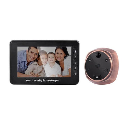Smart Video Doorbell with 4.3-Inch HD Display for Home Security – indoor monitor and outdoor camera showing family on 4.3-inch HD screen