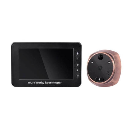 Smart Video Doorbell with 4.3-Inch HD Display for Home Security showing black 4.3-inch monitor and copper-colored doorbell camera