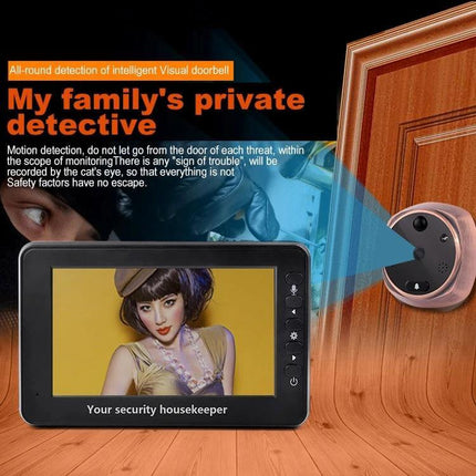 Smart Video Doorbell with 4.3-Inch HD Display for Home Security showing HD screen monitoring a doorstep with motion detection