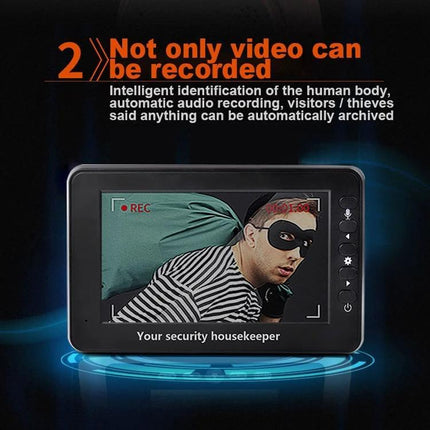 Smart Video Doorbell with 4.3-Inch HD Display for Home Security showing recorded intruder on HD monitor