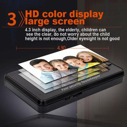 Smart Video Doorbell with 4.3-Inch HD Display for Home Security showing 4.3-inch HD color display with family image for doorstep monitoring