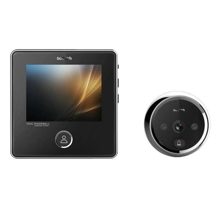 Digital Peephole Door Viewer with 3.0 Inch Screen and Night Vision showing square indoor TFT monitor and round outdoor camera with night vision