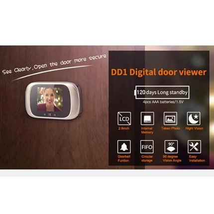 Smart Doorbell Camera for Home Security with Night Vision - 2.8-inch screen digital door viewer with night vision, photo capture, and easy installation