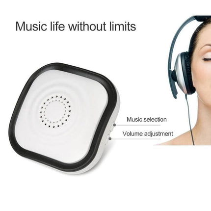 AITENG Wireless Batteryless Doorbell with EU Plug for Home Entries square white wireless chime unit showing speaker and volume/music controls