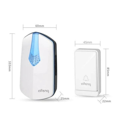 AITENG Wireless Batteryless Doorbell for Home Notifications - white wireless doorbell receiver and button with dimensions
