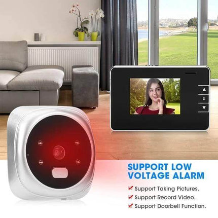 2.8-Inch Digital Peephole Door Viewer for Everyday Security showing HD TFT display with visitor image and low voltage alarm features