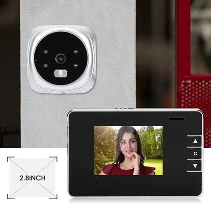 2.8-Inch Digital Peephole Door Viewer for Everyday Security showing door camera and 2.8-inch HD TFT display with visitor image