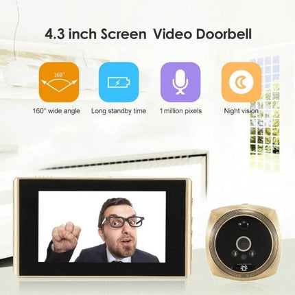 Secure Video Doorbell with Built-in Screen for Home Entry showing 4.3-inch display viewing visitor and door camera with night vision