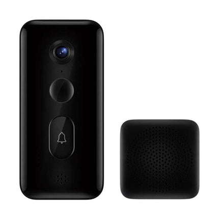 Xiaomi Wireless Smart Doorbell for Remote Door Monitoring black doorbell camera with chime, 180-degree view, smartphone alerts