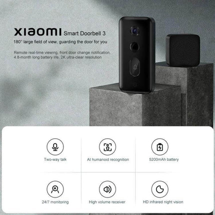 Xiaomi Wireless Smart Doorbell for Remote Door Monitoring with 180-degree view, two-way talk, AI humanoid recognition and long battery life
