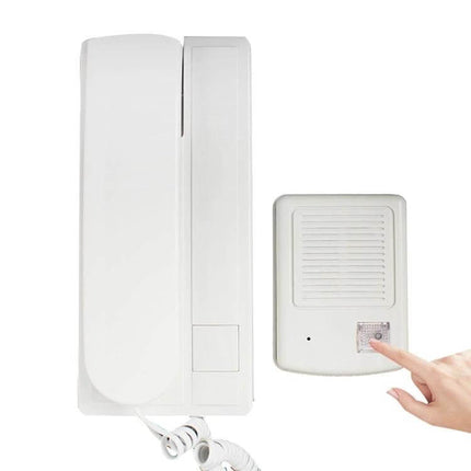 Reliable Wired Intercom Doorbell for Single-Family Home Use - white indoor handset with external push-button speaker unit