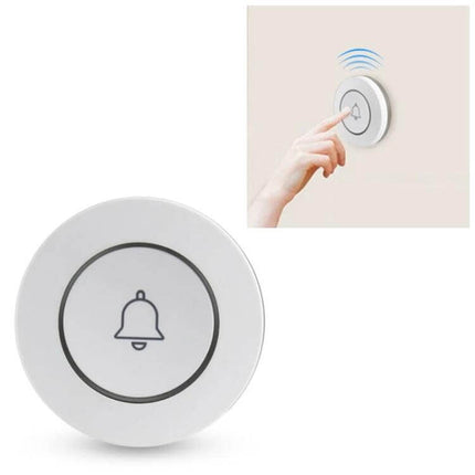 Wireless Anti-Theft Doorbell Button for Home Security - white wireless door/window sensor button with bell icon and battery-powered alert