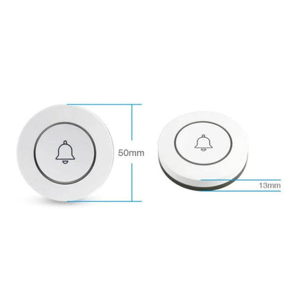 Wireless Anti-Theft Doorbell Button for Home Security white round button 50mm x 13mm dimensions, bell icon, wireless magnetic sensor