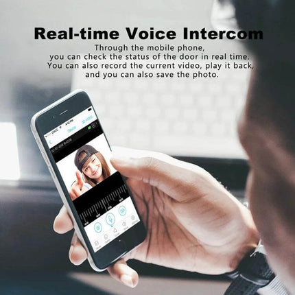 Wireless Video Doorbell with Infrared Motion Detection for Homes showing smartphone app live video and real-time voice intercom for monitoring entrance