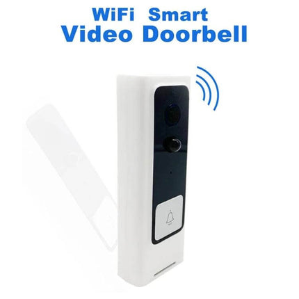 Wireless Video Doorbell with Infrared Motion Detection for Homes - white WiFi smart doorbell with 100° wide-angle, motion alerts and two-way audio