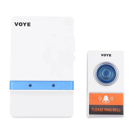 VOYE V012A Remote Control Wireless Doorbell with Music Sounds - white receiver and push button transmitter set for home