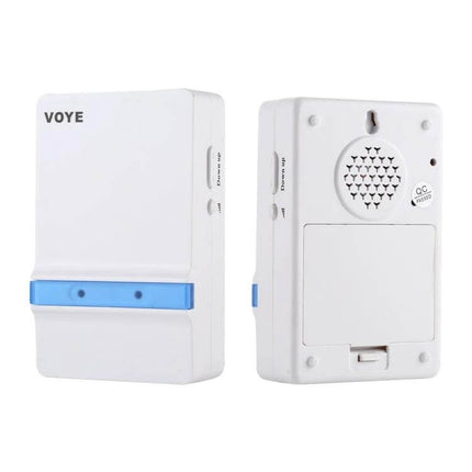 VOYE V012A Remote Control Wireless Doorbell with Music Sounds showing white transmitter and receiver set