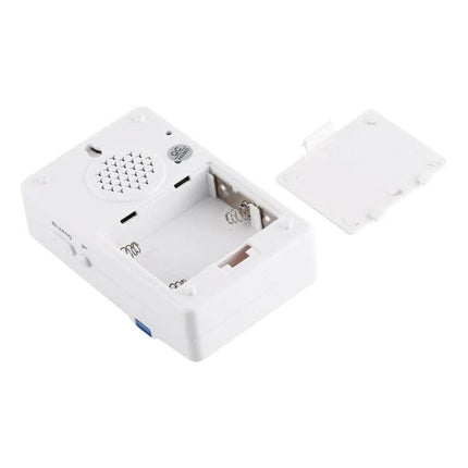 VOYE V012A Remote Control Wireless Doorbell with Music Sounds — white receiver unit with open battery compartment and detachable cover