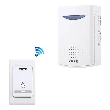 VOYE Wireless Doorbell with 38 Polyphony Sounds for Home Entry - white wireless transmitter and receiver set for easy no-wiring installation
