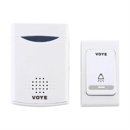 VOYE Wireless Doorbell with 38 Polyphony Sounds for Home Entry white transmitter and receiver set, compact wireless door chime