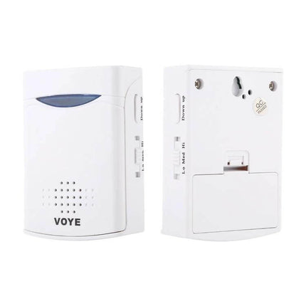 VOYE Wireless Doorbell with 38 Polyphony Sounds for Home Entry - white wireless receiver and transmitter set for easy home installation