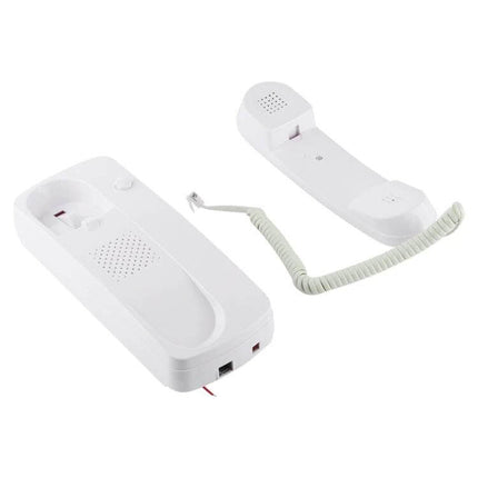Wired Two-Way Intercom Doorphone for Home Communication showing two white wired handset units for clear room-to-room voice exchange