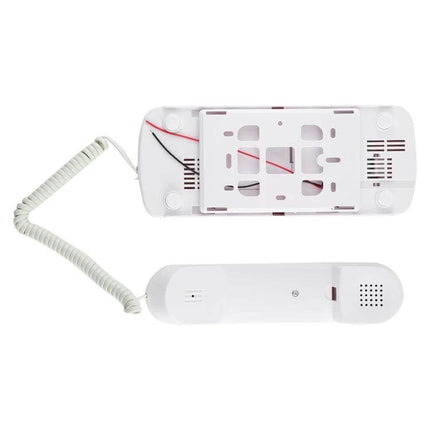 Wired Two-Way Intercom Doorphone for Home Communication white wired handset and base showing wiring and mounting plate