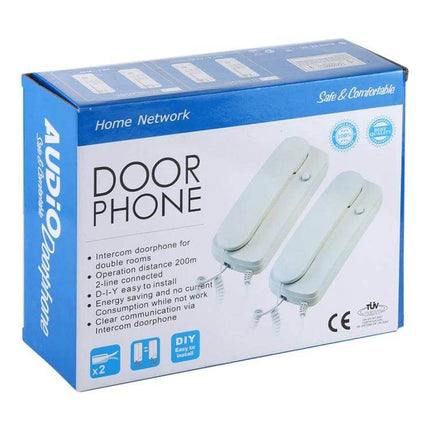 Wired Two-Way Intercom Doorphone for Home Communication - boxed two-unit wired intercom set for clear in-home room-to-room voice communication
