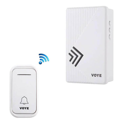 VOYE Wireless Doorbell for Everyday Home Notifications - white wireless transmitter and receiver set for easy no-wiring home alerts