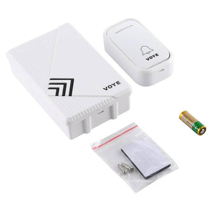 VOYE Wireless Doorbell for Everyday Home Notifications white transmitter and receiver kit with batteries and mounting accessories