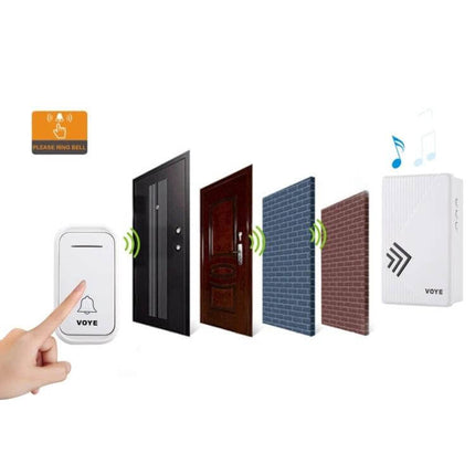 VOYE Wireless Doorbell for Everyday Home Notifications - wireless transmitter and receiver setup for multi-room alerts