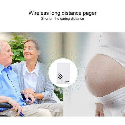 VOYE Wireless Doorbell for Everyday Home Notifications showing wireless receiver between elderly couple and pregnant woman