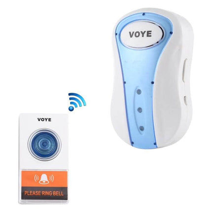 Voyage Wireless Music Doorbell with Plug-in Design for Easy Home Installation - white blue plug-in chime and wireless push button