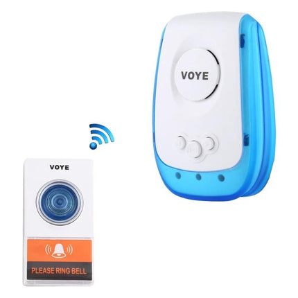 Voyage Wireless Doorbell for Easy Home Installation with Music Tones - white and blue plug-in chime with wireless transmitter