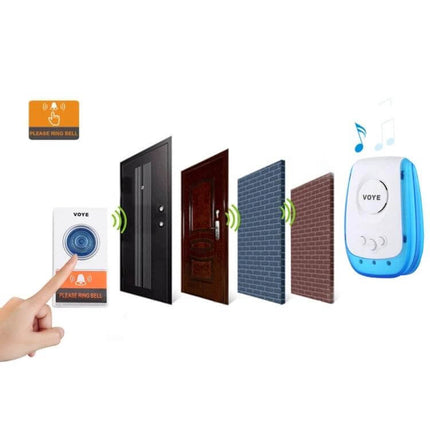 Voyage Wireless Doorbell for Easy Home Installation with Music Tones - wireless push button and plug-in chime transmitting through doors and walls