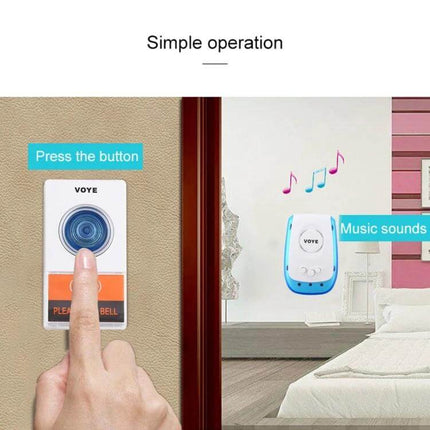 Voyage Wireless Doorbell for Easy Home Installation with Music Tones - plug-in receiver and door transmitter showing music tones and simple operation