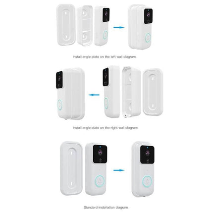 Anytek Smart WiFi Doorbell for Remote Home Monitoring showing left/right angle plate and standard installation diagrams