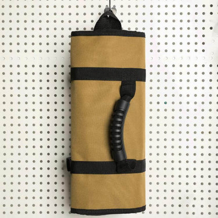 WESSLECO Wear-Resistant Waterproof Parts Storage Tool Pack compact tan roll-up organizer with handle and side pocket