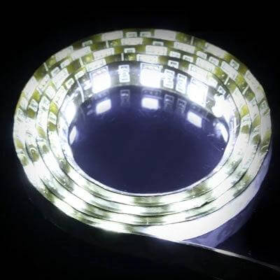 White LED Car Interior Strip Light 1m For Accent Lighting - flexible 60 LED 5050 SMD strip glowing neutral white for dashboards, door panels, footwells