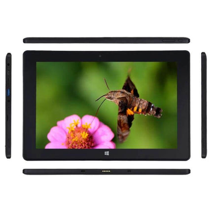 Versatile 10.1 Inch Tablet PC for Daily Computing Tasks showing front screen with hummingbird image and side views