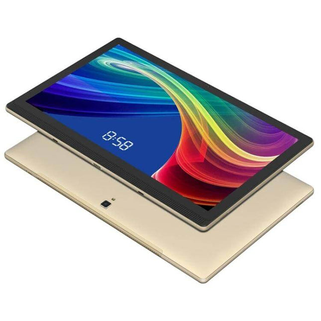 Large Screen Android Tablet for Everyday Browsing and Calls - 14.1" gold tablet showing colorful display and slim profile